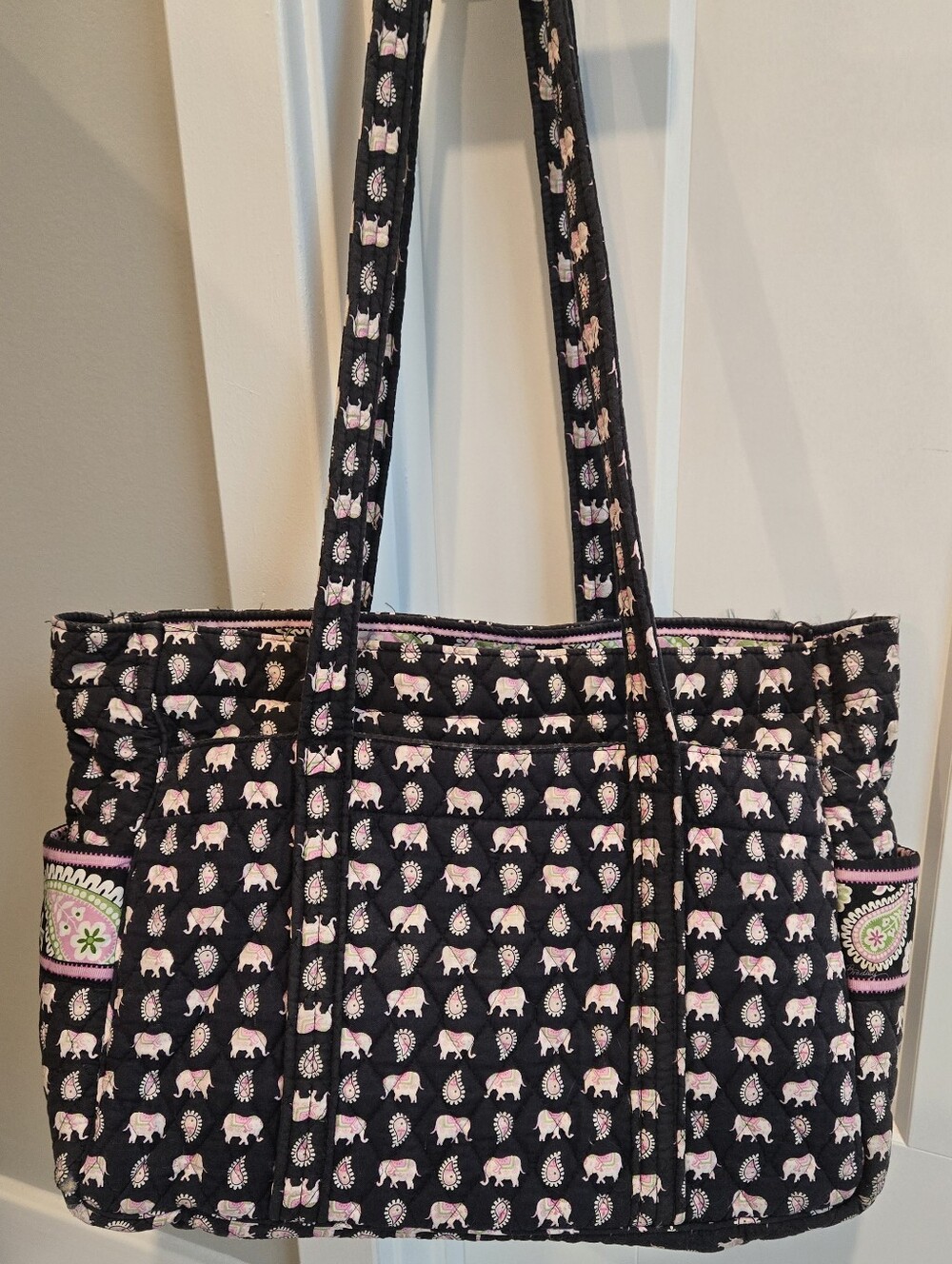 Vera Bradley Quilted Tote Bag - Rare Vintage Pink Elephant Pattern - Picture 5 of 7